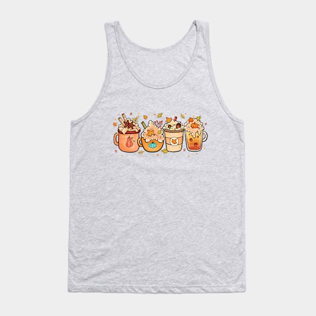 Fall Latte Coffee Tank Top by JDVNart